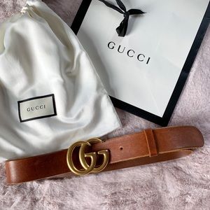 Gucci Leather Belt with Double G Buckle